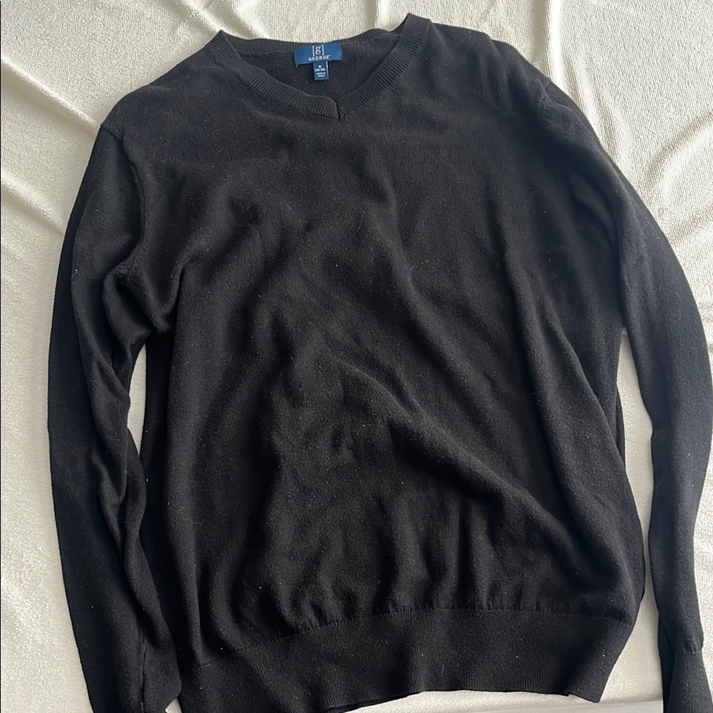 George Classic Black V-Neck Sweater - Men